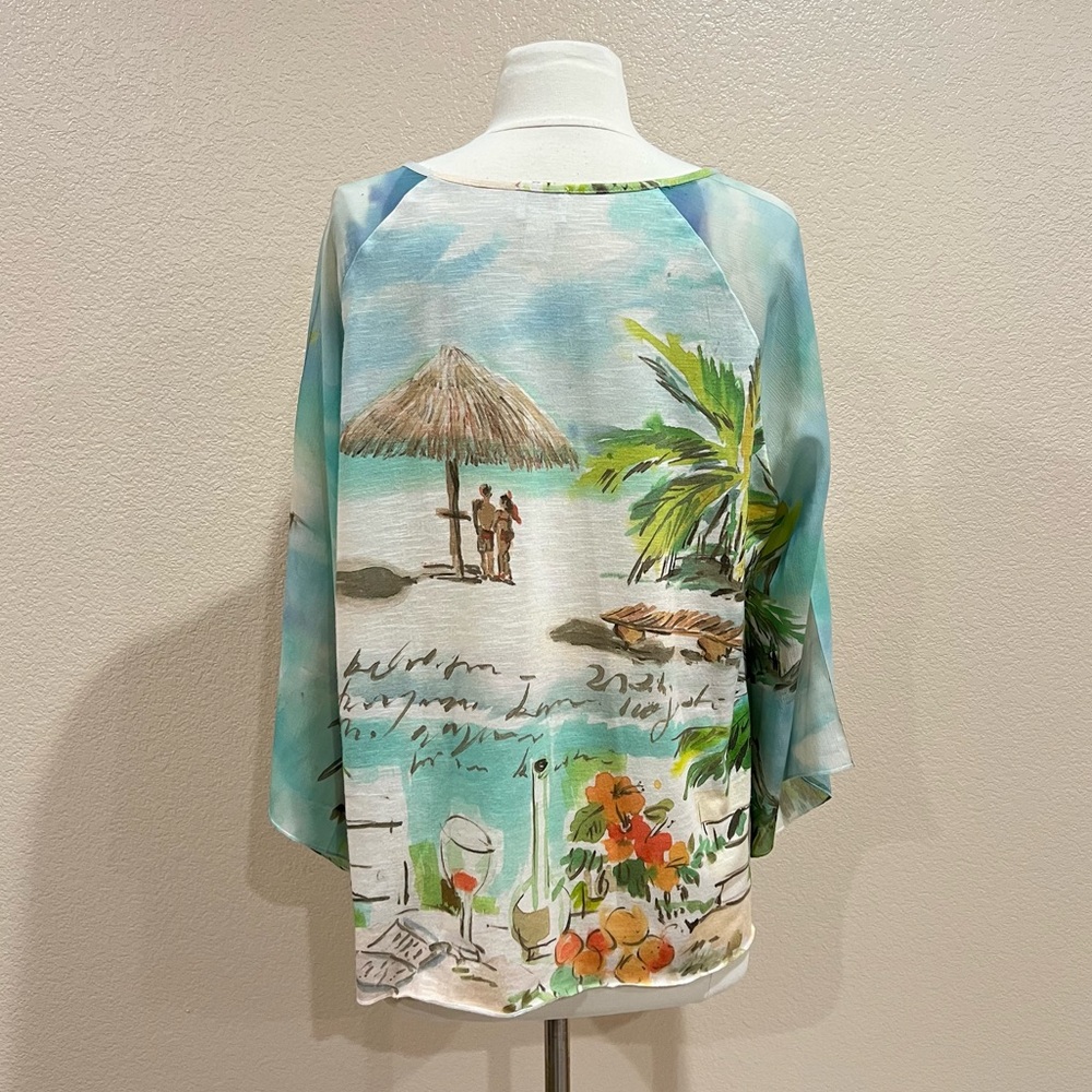 Chico's Seaside Sangria Easy Tee Top Size 2 (Large) - Picture 4 of 10